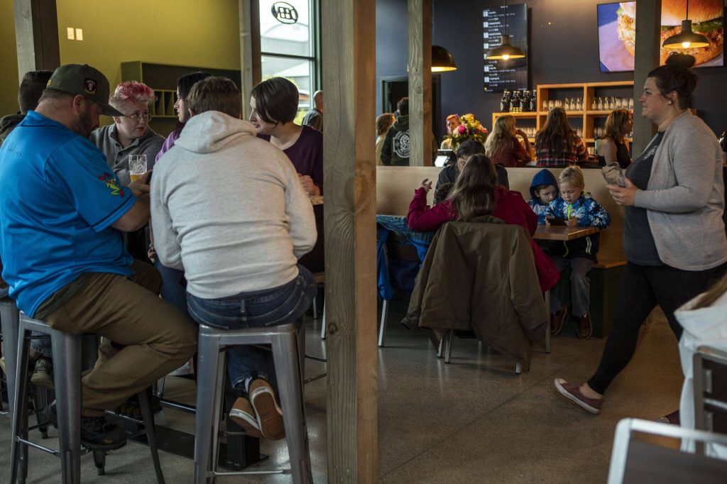 Inside the new Sound2Summit taproom in Everett, Washington, on Friday, June 9, 2023. (Annie Barker / The Herald)