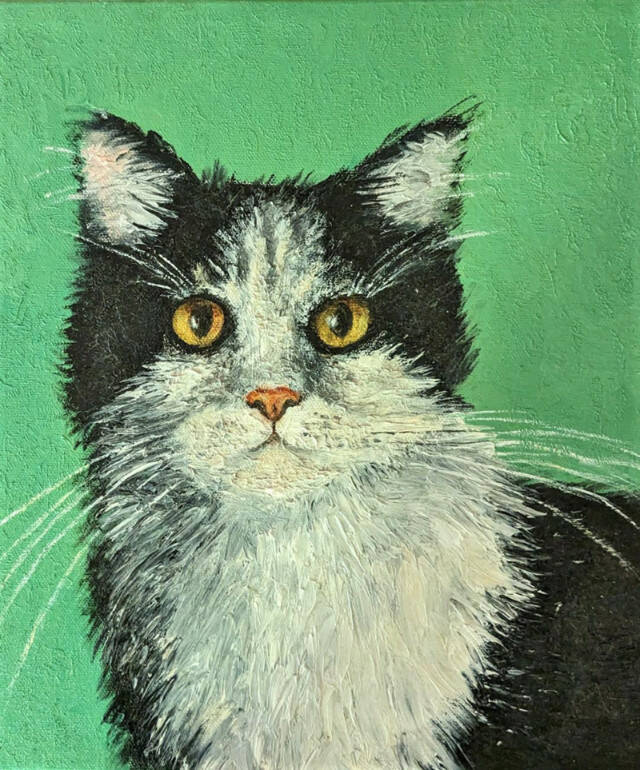 Cat on Green, by Leanna Leitzke. (Gallery North)