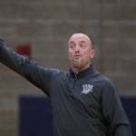 Lake Stevens coach Randy Edens directs his team during a game against Arlington on Dec. 6, 2019, in Arlington. (Andy Bronson / The Herald)
