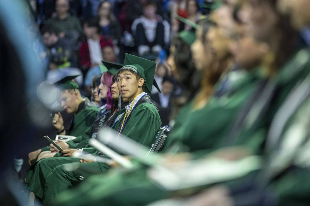 Scenes from the Jackson High School graduation ceremony at Angel of the Winds in Everett, Washington on Saturday, June 17, 2023. (Annie Barker / The Herald)