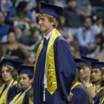 Derek Olson is recognized for the Superintendents Scholar award during the Everett High School graduation ceremony at Angel of the Winds in Everett, Washington on Saturday, June 17, 2023. (Annie Barker / The Herald)