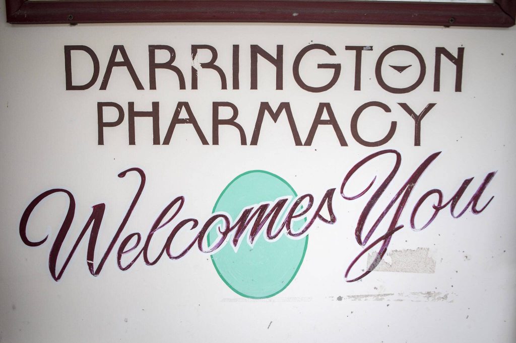 The Darrington Pharmacy in Darrington, Washington on Friday, June 16, 2023. The pharmacy is closing on July 21, 2023. (Annie Barker / The Herald)