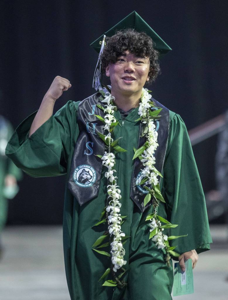 Scenes from the Jackson High School graduation ceremony at Angel of the Winds in Everett, Washington on Saturday, June 17, 2023. (Annie Barker / The Herald)