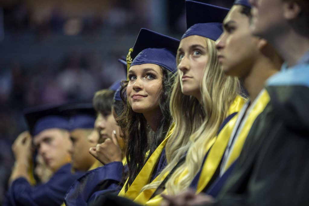Scenes from the Everett High School graduation ceremony at Angel of the Winds in Everett, Washington on Saturday, June 17, 2023. (Annie Barker / The Herald)