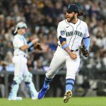 Mariners third baseman Eugenio Suarez reacts after getting an out against the White Soxs Zach Remillard on a bunt during the ninth inning of a game Sunday in Seattle. (AP Photo/Caean Couto)