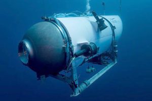 This undated photo provided by OceanGate Expeditions in June 2021 shows the company's Titan submersible. A massive search and rescue operation is underway to find the vessel that went missing Sunday on a trip to view the wreckage of the Titan. (OceanGate Expeditions via AP)