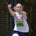 Mukilteo native Kim Bear competes in the girls hammer throw at the Nike Outdoors Nationals high school track and field meet in Eugene, Oregon. (Photo provided by Chris Beard)