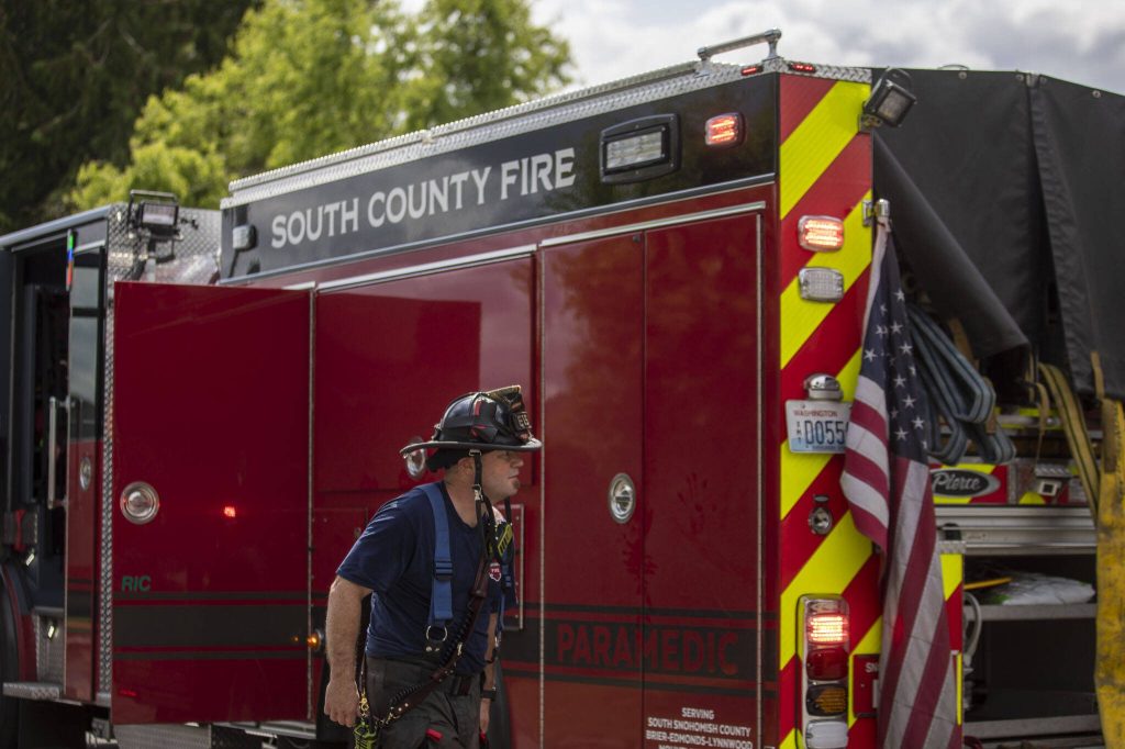 Scenes from a fire at 3094 224th Pl SW in Brier, Washington on Wednesday, June 21, 2023. (Annie Barker / The Herald)