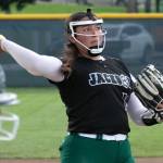 Jackson High School’s Yanina Sherwood (13), throws the ball to first base for an out during the WIAA class 4A state softball title game on Sat., May 27, 2023 in Richland, Wash. (TJ Mullinax/for The Herald)