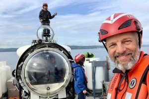 John Lundin went on a 90-minute test dive to the bottom of Puget Sound in 2019 on the OceanGate submersible Cyclops as an invited guest. Lundin owns Bluewater Organic Distilling and was a business neighbor and friend to OceanGate and CEO Stockton Rush. (Photo courtesy John Lundin)