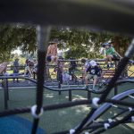 Children and adults climb on a jungle gym at the Hazel Miller Universally Accessible Playground at Ballinger Park in Mountlake Terrace, Washington on Wednesday, June 28, 2023. (Annie Barker / The Herald)