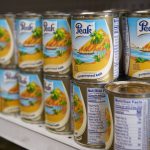 Peak evaporated milk, a popular African brand, available at Dizayus African Market on Wednesday, June 21, 2023 in Everett, Washington. (Olivia Vanni / The Herald)