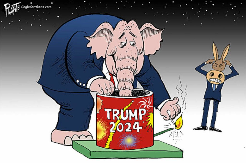 Three, two, one..., Trump 2024, ExPresident Donald J. Trump, GOP, Campaign 2024, Republican Primary, RNC, fireworks, 4th of July