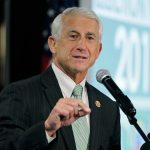 Then-Rep. Dave Reichert, R-Wash., speaks on Nov. 6, 2018, at a Republican party election night gathering in Issaquah, Washingotn. Reichert filed campaign paperwork with the state Public Disclosure Commission on Friday, June 30, 2023, to run as a Republican candidate. (AP Photo/Ted S. Warren, File)