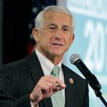 FILE - Then-Rep. Dave Reichert, R-Wash., speaks on Nov. 6, 2018, at a Republican party election night gathering in Issaquah, Wash. Reichert filed campaign paperwork with the state Public Disclosure Commission on Friday, June 30, 2023, to run as a Republican candidate. (AP Photo/Ted S. Warren, File)