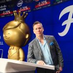 Funko CEO Brian Mariotti prepares to ring the Nasdaq opening bell in celebration of the company’s initial public offering of stock in New York in November. (Nasdaq)