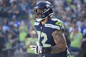 Seattle Seahawks offensive tackle Abraham Lucas (72) before an NFL football game against the Arizona Cardinals in Seattle, Sunday, Oct. 16, 2022. (AP Photo/Caean Couto)