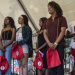 High school graduates are recognized during the Nubian Jam at Forest Park in Everett, Washington on Saturday, July 29, 2023. (Annie Barker / The Herald)