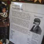 A figure of Bessie Coleman is displayed along with other influential African American women during the Nubian Jam at Forest Park in Everett, Washington on Saturday, July 29, 2023. (Annie Barker / The Herald)