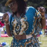 Charlene Armstrong dances during the Nubian Jam at Forest Park in Everett, Washington on Saturday, July 29, 2023. (Annie Barker / The Herald)