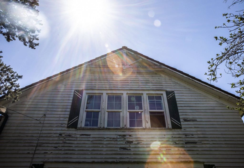 Outside one of the homes used in the filming of The Ring on Tuesday, July 18, 2023 in Monroe, Washington. (Olivia Vanni / The Herald)