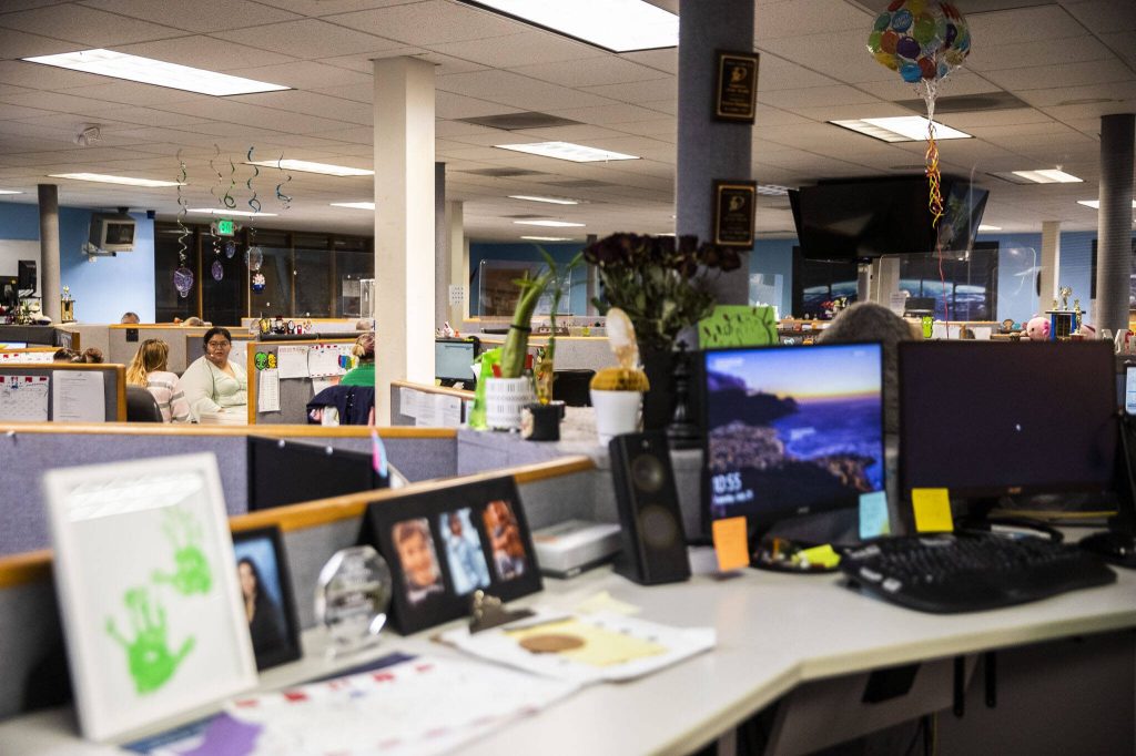 Inside Sentry Credit, Inc. on Tuesday, July 25, 2023 in Everett, Washington. (Olivia Vanni / The Herald)