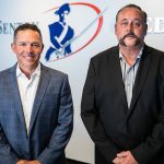 Sentry Credit, Inc. co-founders James. L. Stewart, right, and Michael Mathis, left, on Tuesday, July 25, 2023 in Everett, Washington. (Olivia Vanni / The Herald)