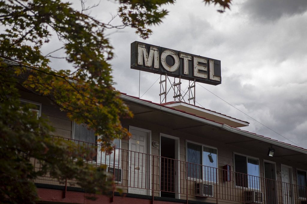 The Arlington, Washington, motel where the Boucher family was staying on Thursday, Aug. 10, 2023. (Annie Barker / The Herald)
