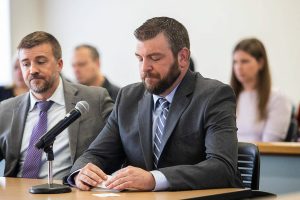 Nathaniel Allen reads a statement to the court during his sentencing at the Snohomish County Courthouse on Tuesday, Aug. 8, 2023 in Everett, Washington. (Olivia Vanni / The Herald)