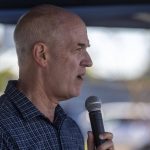 U.S. Rep. Rick Larsen speaks during a ribbon cutting ceremony to celebrate the completion of the 196th Street SW Improvement Project near the 196th and 44th Ave West intersection in Lynnwood, Washington on Tuesday, Aug. 15, 2023. (Annie Barker / The Herald)