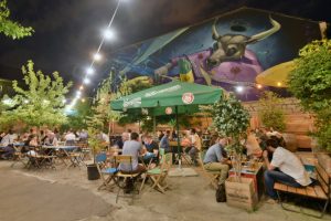 The open-air courtyard of a ruin pub in Budapest. (Rick Steves' Europe)