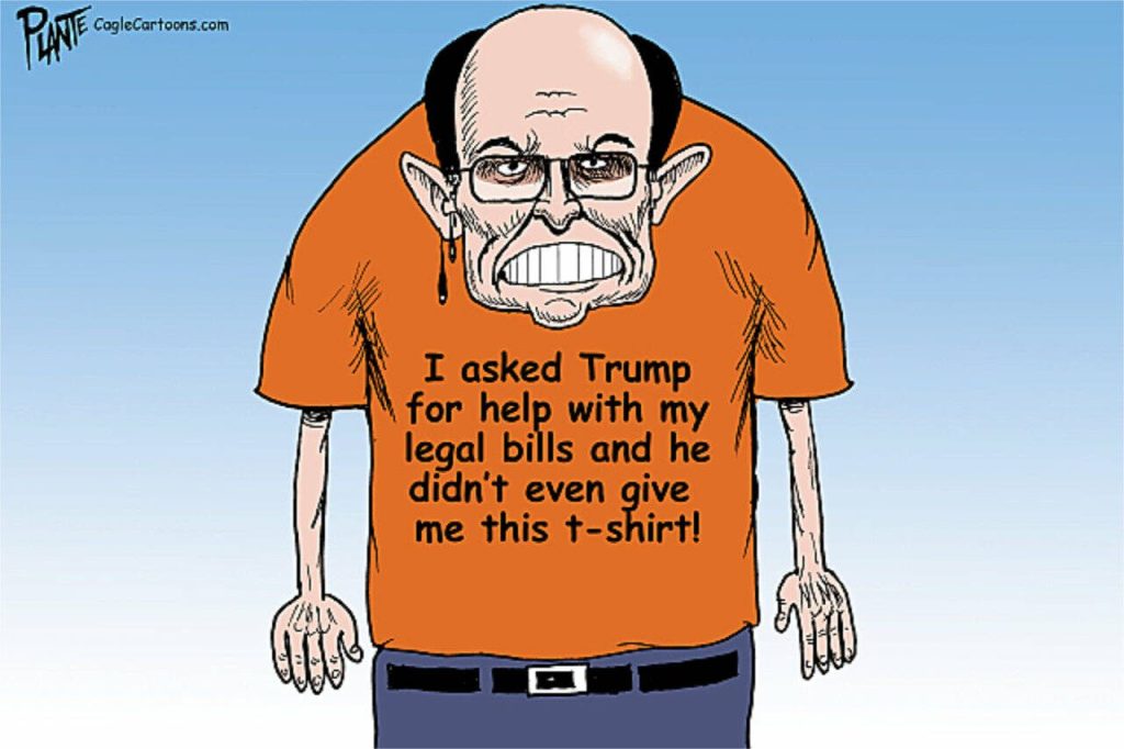 Rudy, Rudy, Rudy, Rudy Giuliani, co-defendant, lawyer, Trump Attorney, racketeering activity, RIico, Georgia,  formerly Americas' Mayor, Fulton County, Fani Willis district attorney, conspiracy to overturn the 2020 presidential election