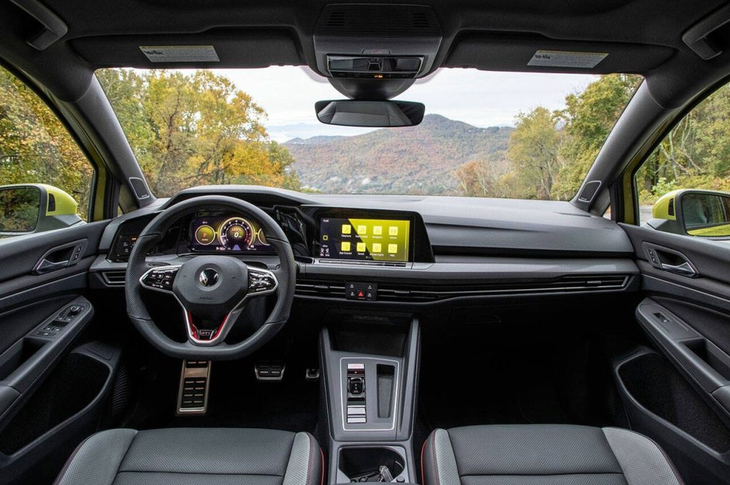 The Volkswagen Digital Cockpit Pro system is standard on all GTI models, featuring a configurable display with three views and 21 viewing options. (Volkswagen)