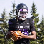 Kamiaks TAndre Waverly poses for a portrait during football practice on Thursday, Aug. 24, 2023 in Mukilteo, Washington. (Olivia Vanni / The Herald)