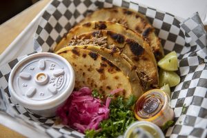 Beef birria tacos at El Mariachi in Everett, Washington on Wednesday, July 5, 2023. (Annie Barker / The Herald)