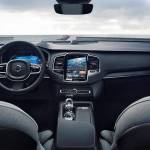 A tablet-style 9-inch touchscreen infotainment system is standard on the 2023 Volvo XC90 Recharge plug-in hybrid SUV. (Volvo)