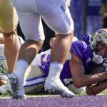 Washington wide receiver Jalen McMillan makes a reception at the 1-yard line against Boise State on Sept. 2 in Seattle. (AP Photo/Lindsey Wasson)