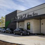 Lines of cars form at the newly opened Shake Shack drive-thru location in Lynnwood, Washington on Sunday, Sept. 10, 2023. (Annie Barker / The Herald)