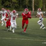 Marysville Pilchucks Dominik Kendrick (9) runs with the ball during a football game between Marysville Pilchuck and Stanwood at Marysville Pilchuck High School in Marysville, Washington on Friday, Sept. 8, 2023. Marysville Pilchuck takes the win, 36-7. (Annie Barker / The Herald)