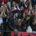 Fans cheer during a football game between Marysville Pilchuck and Stanwood at Marysville Pilchuck High School in Marysville, Washington on Friday, Sept. 8, 2023. Marysville Pilchuck takes the win, 36-7. (Annie Barker / The Herald)