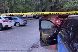 The scene of an alleged car theft and shooting on Monday, Sept. 11,  2023, in Edmonds, Washington. (Edmonds Police Department)