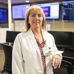Nursing Administration Supervisor Susan Williams inside one of the monitoring rooms at Providence Regional Medical Center on Friday, Sept. 22, 2023 in Everett, Washington. (Olivia Vanni / The Herald)