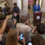 Speaker of the House Kevin McCarthy, R-Calif., speaks at the U.S. Capitol in Washington, D.C., Tuesday. McCarthy says hes directing a House committee to open a formal impeachment inquiry into President Joe Biden. (Jacquelyn Martin / Associated Press)