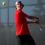 Snohomishs Alex Schwieger returns on the backhand against Edmonds-Woodway on Wednesday, Sept. 13, 2023, at Snohomish High School in Snohomish, Washington. (Ryan Berry / The Herald)
