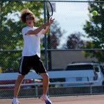 Edmonds-Woodways Arman Mkrtychev sends the ball back against Snohomish on Wednesday, Sept. 13, 2023, at Snohomish High School in Snohomish, Washington. (Ryan Berry / The Herald)