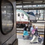 A view of King Street Station in Seattle, Washington from an Amtrak Cascades train to Portland, Oregon from Everett, Washington on Wednesday, May 24, 2023. (Annie Barker / The Herald)