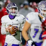 Lake Stevens quarterback Kolton Matson drops back to pass against Kennedy Catholic in the WIAA 4A State Football Championship game Saturday, Dec. 3, 2022, at Mount Tahoma Stadium in Tacoma, Washington. (Ryan Berry / The Herald)