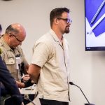 Kendal Kippen is handcuffed after being sentenced to 14 months in prison for the rape of a child during his sentencing at the Snohomish County Courthouse on Tuesday, Sept. 19, 2023 in Everett, Washington. (Olivia Vanni / The Herald)