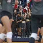 Stanwood fans react to a point during the game against Arlington on Tuesday, Sept. 19, 2023 in Arlington, Washington. (Olivia Vanni / The Herald)