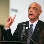 Jerry Martin, Chair of the EvCC Board of trustees, speaks during the ribbon cutting ceremony of the new Cascade Learning Center on Thursday, Sept. 28, 2023, at Everett Community College in Everett, Washington. (Ryan Berry / The Herald)